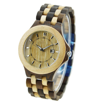 NYS-078 Black Sandal And Maple Wood Watch