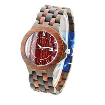 NYS-078 Black Sandal And Red Sandal Wood Watch